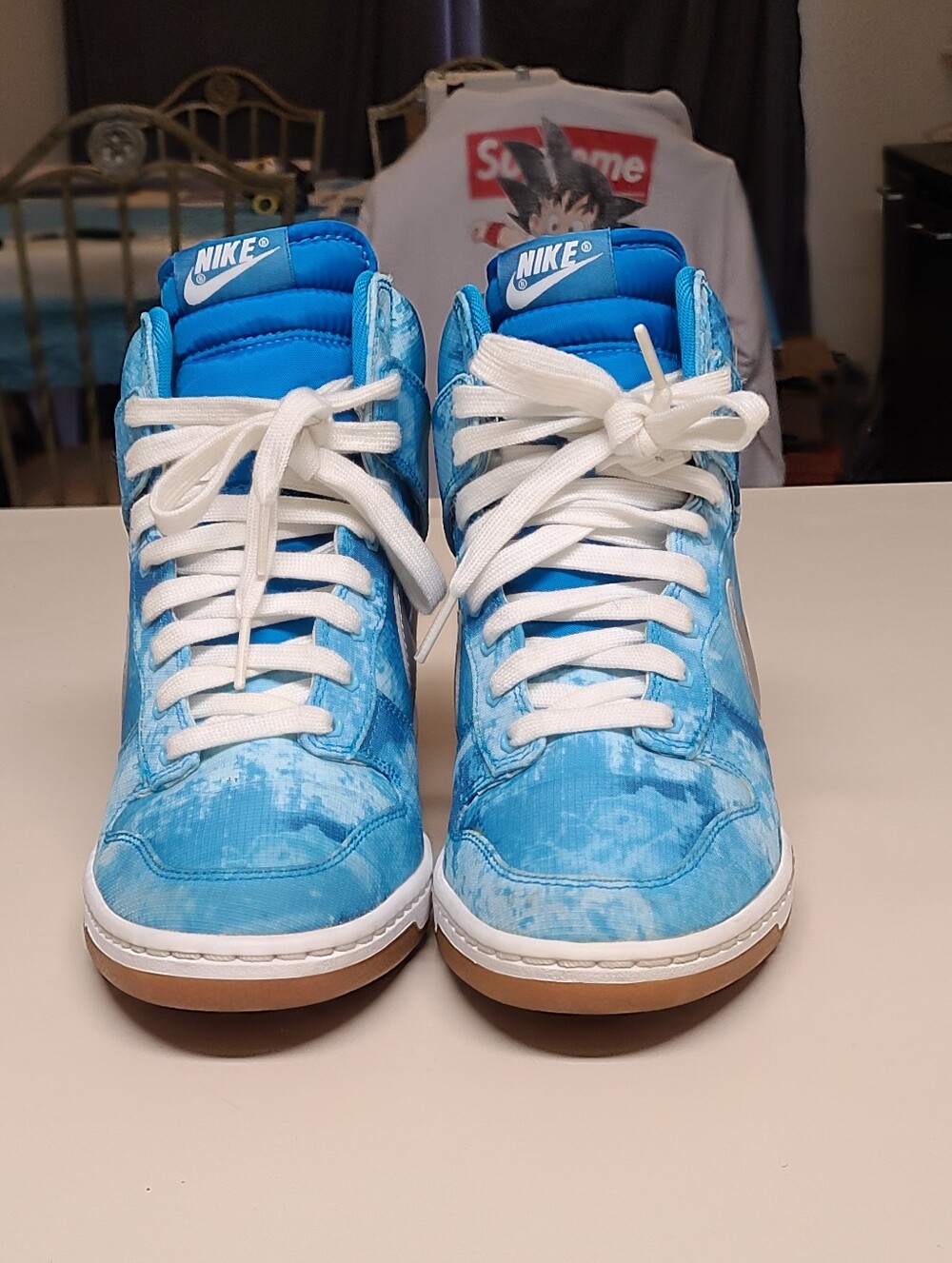 Nike Dunk Sky Hi Clearwater print casual wedge skateboard sneakers size 8 - Picture 2 of 9